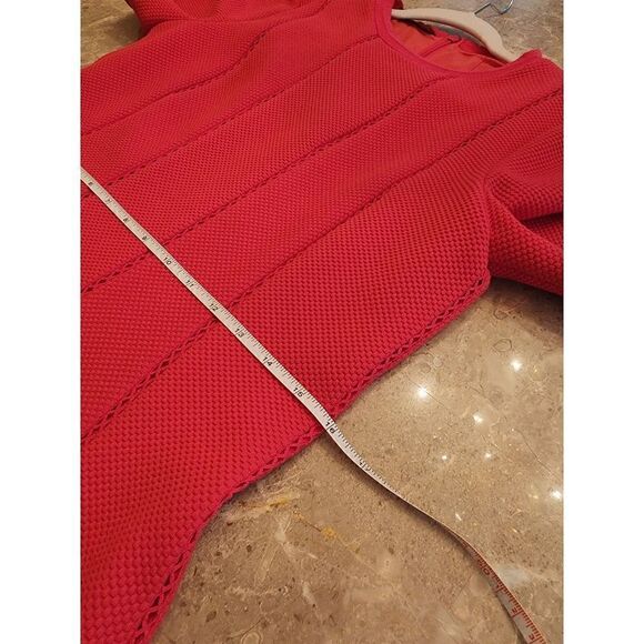 Carlisle Collection berry red waffle texture A-Line dress - Picture 7 of 14